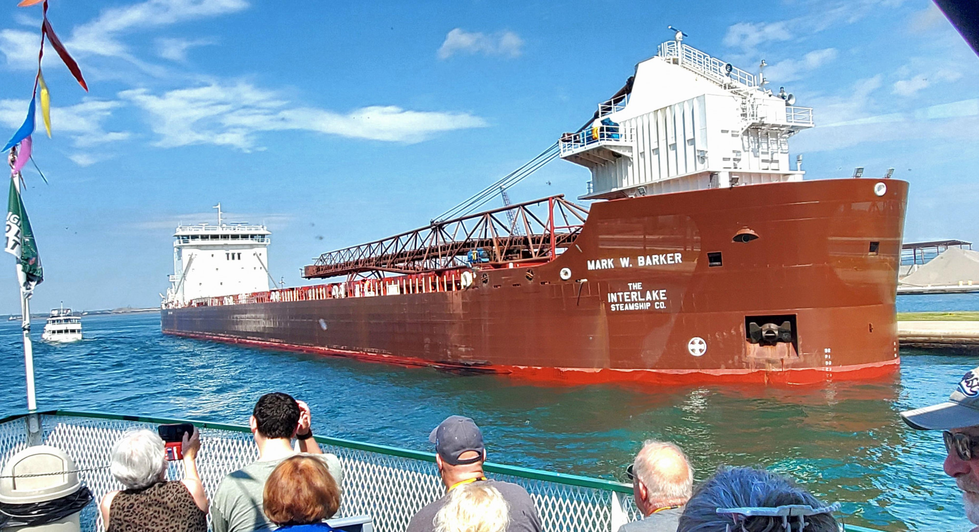 The Original Soo Locks Boat Tours Up close with the M/V Mark W. Barker.  Boatnerd Tours in Sault Michigan.