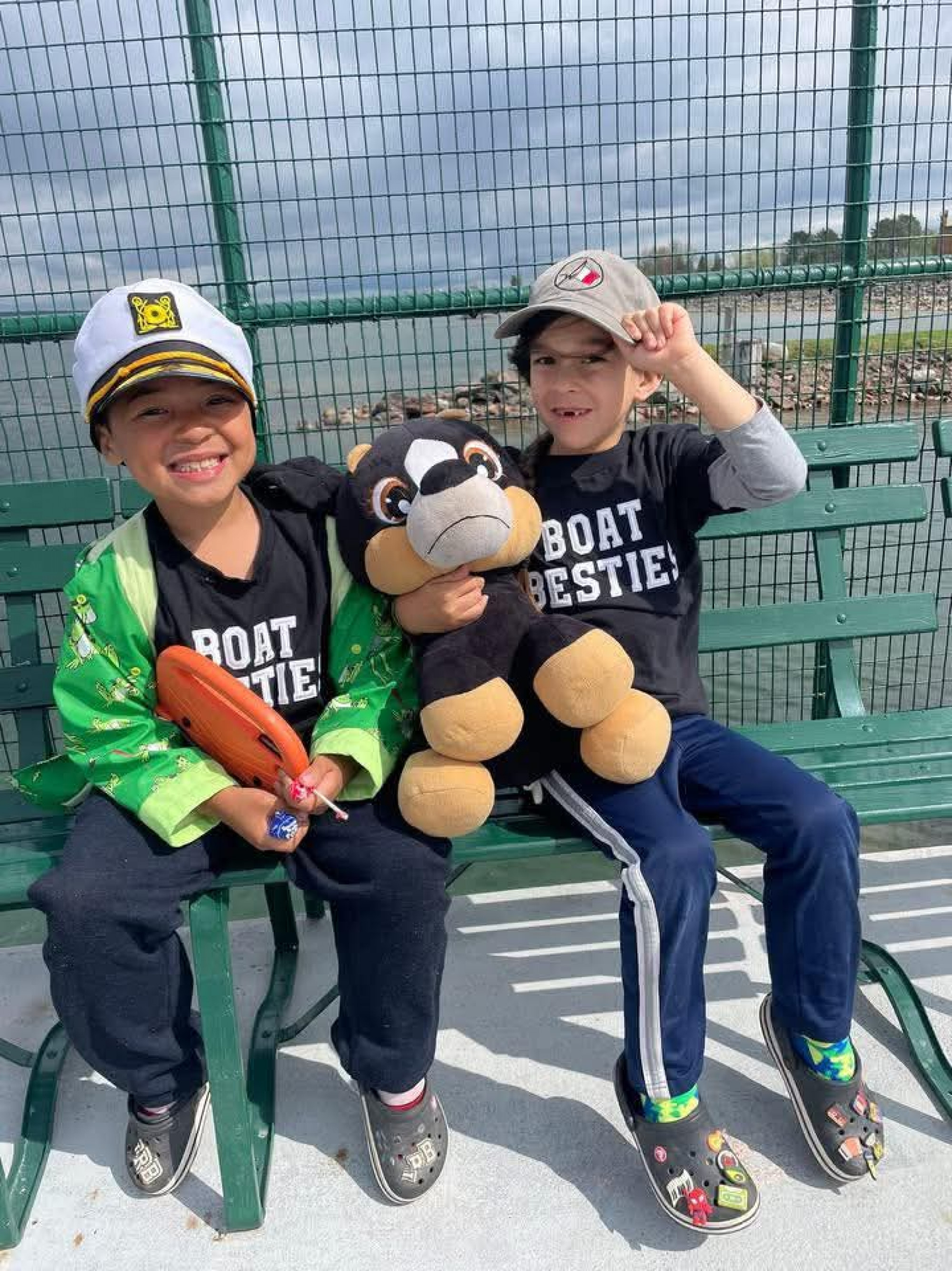 Mason and his Boat Bestie Mo getting ready for the Boatnerd Tour with the Original Soo Locks Boat Tours