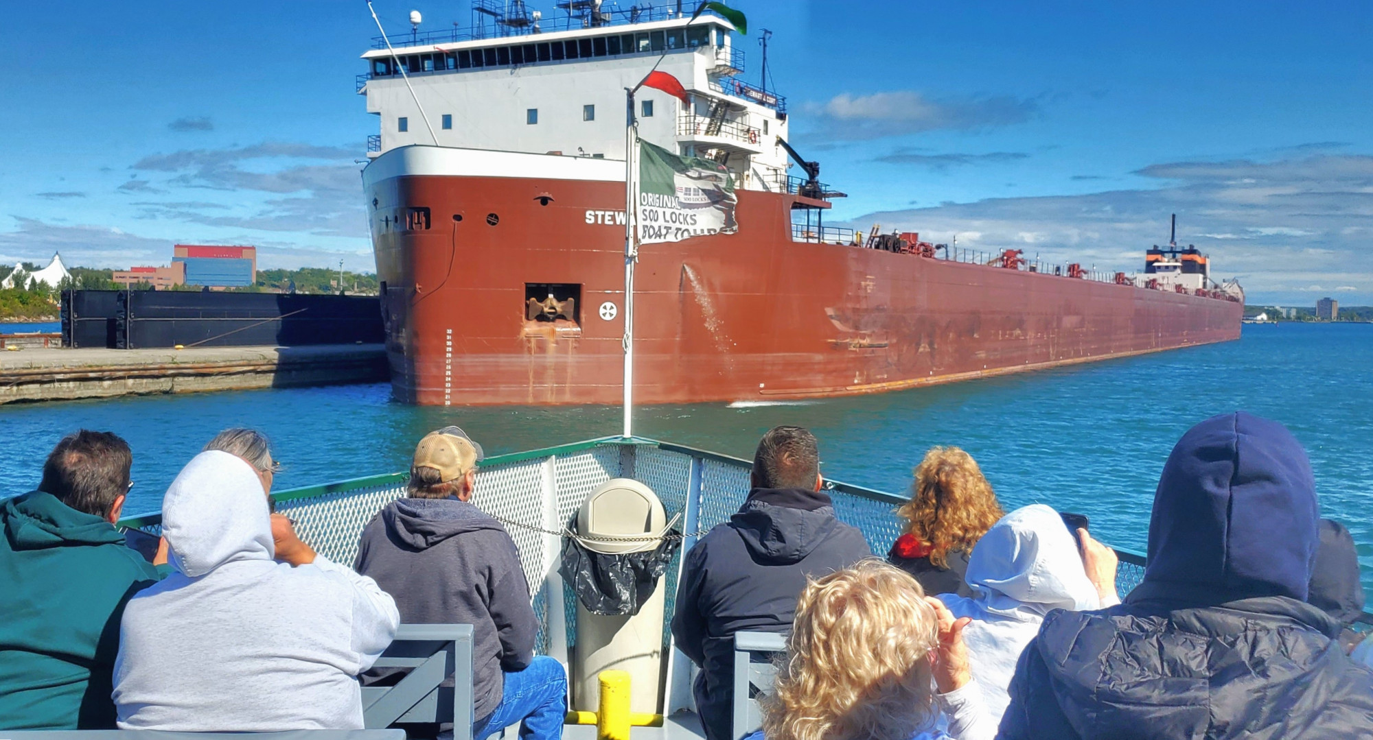 Original Soo Locks Boat Tours up close the Stewart J. Cort here in Sault Ste. Marie, Michigan