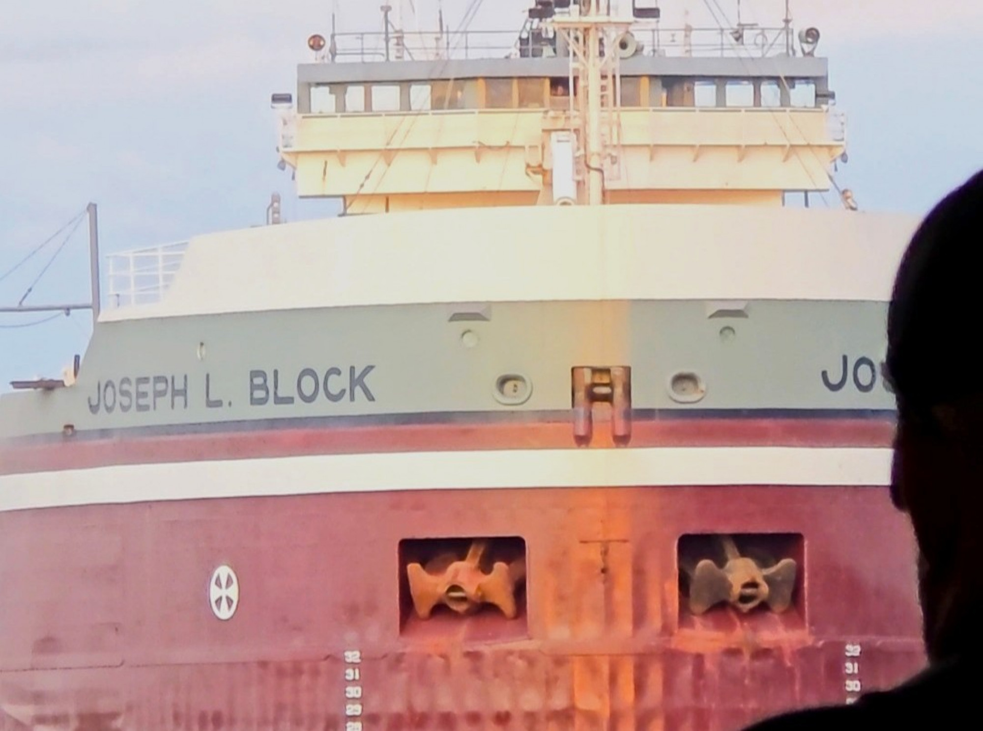 Up‑close and locked in with the Great Lakes freighter Joseph L. Block during the Original Soo Locks Boatnerd themed cruise, a maritime family adventure in Michigan’s Upper Peninsula
