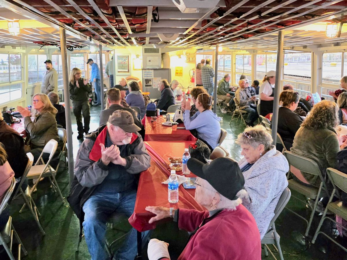 Guest heading through the Soo Locks with the Original Soo Locks Boat tours in Sault Michigan
