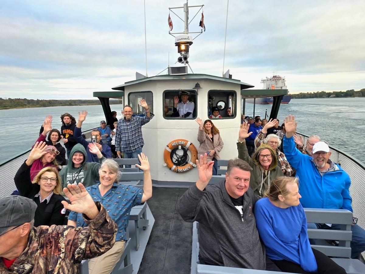 Guest heading through the Soo Locks with the Original Soo Locks Boat tours in Sault Michigan