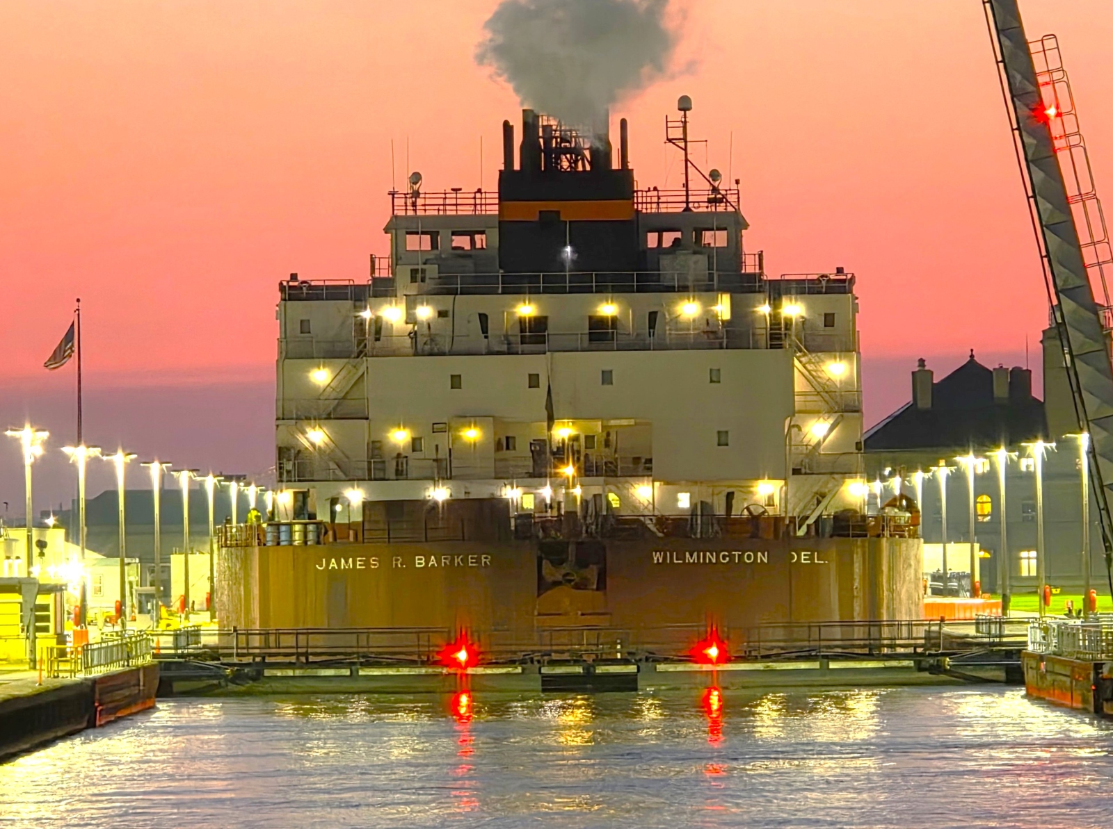 Freighter view of the James R. Barker from off the Original Soo Locks Boat Tours in Michigan's Upper Peninsula Sault Ste. Marie