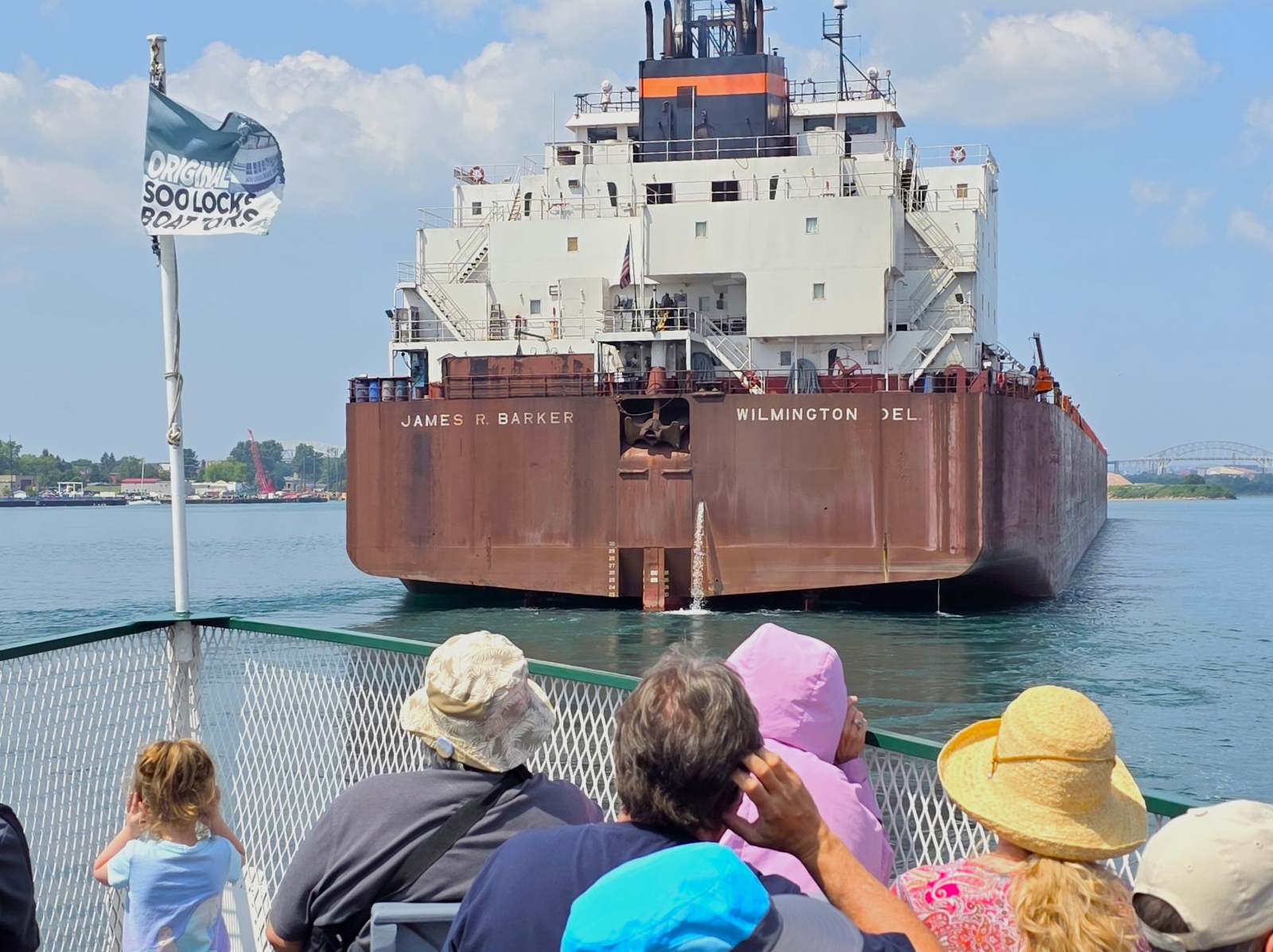 Freighter watching in the Sault with the James R. Barker on the Original Soo Locks Boat Tours 