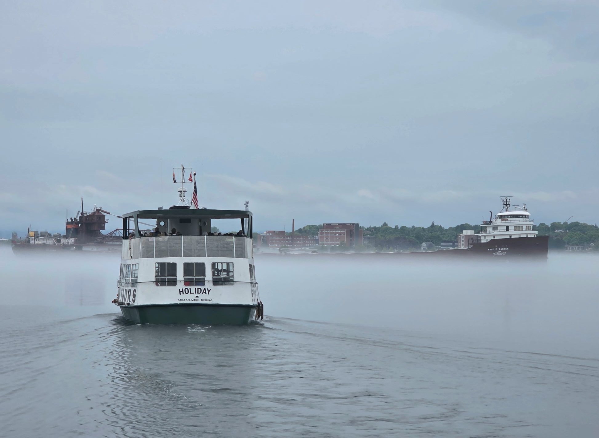 Guest heading through the Soo Locks with the Original Soo Locks Boat tours in Sault Michigan