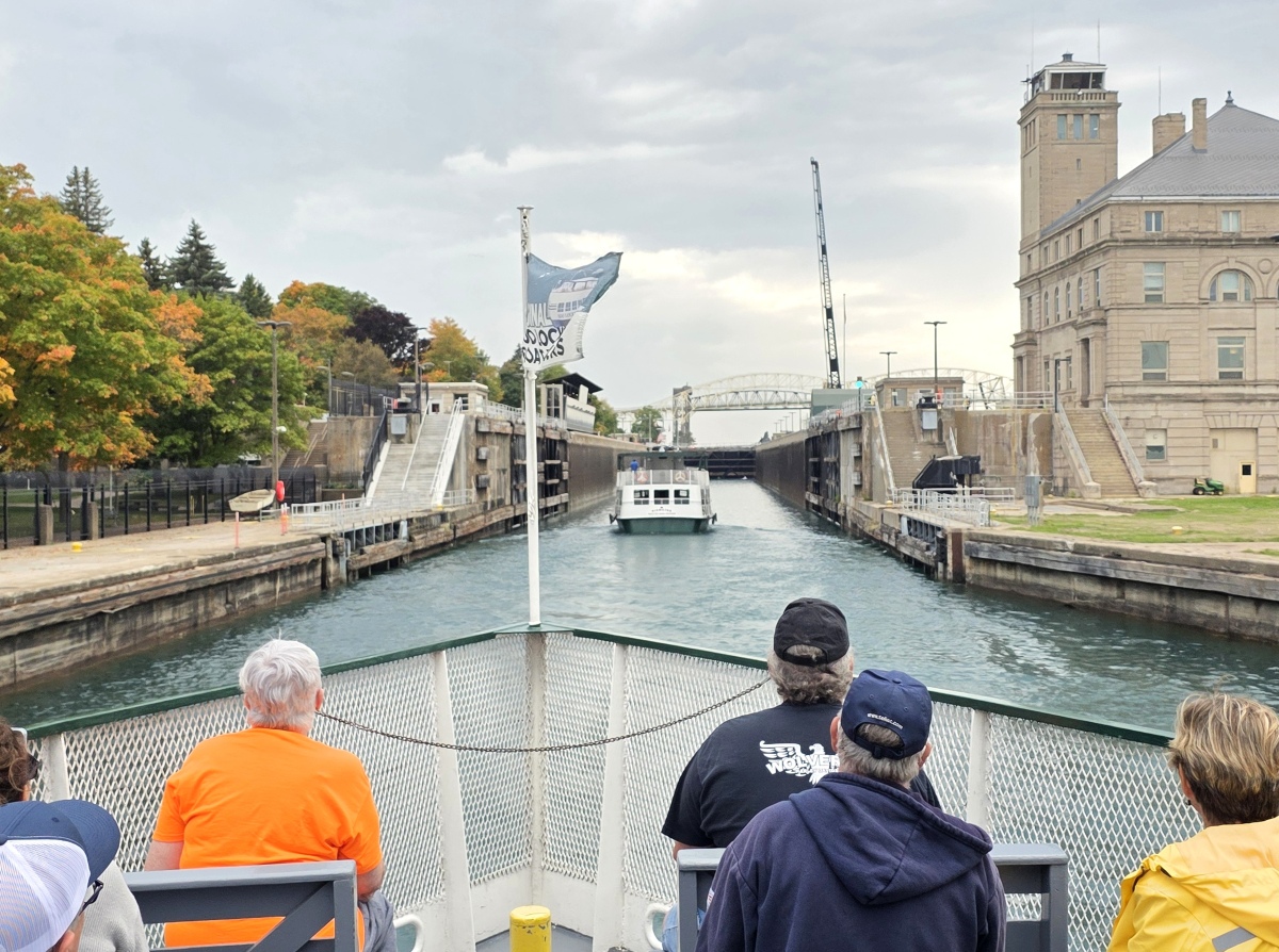 Soo Locks Tour Boats entering the MacArthur lock in Sault Ste. Marie, Michigan's Upper Peninsula Original Soo Locks Tours